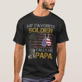 T-shirt Mon Soldat Préféré M'Appelle Papa USA American Fla
