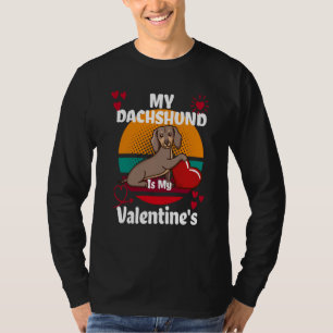 T-shirt Mon teckel est mon chien de la Saint-Valentin en f