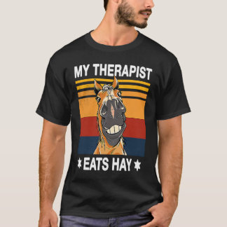 T-shirt Mon thérapeute mange du foin écurie de cheval à ch