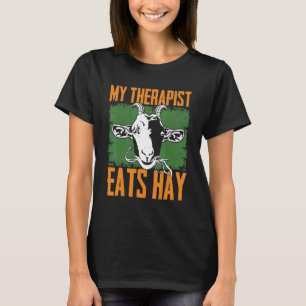 T-shirt Mon Thérapeute Mange Hay Chèvre Thérapie Silhouett