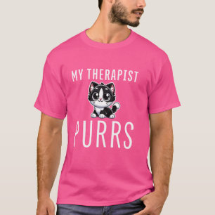 T-shirt Mon Thérapiste Purrs Drôle Amoureux des chats Sant