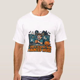 T-shirt 'Mon travail est plus effrayant qu'une mai