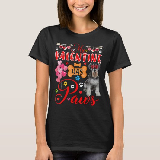T-shirt Mon Valentin A Pâtes Coussins Schnauzer Lunettes d (Devant)