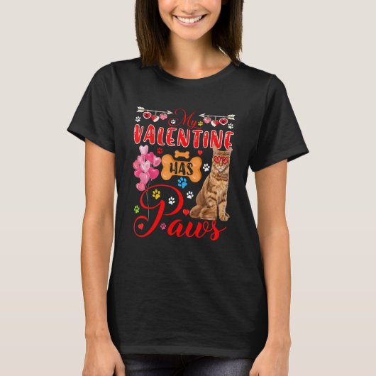 T-shirt Mon Valentine A Des Pâtes Cute Maine Coon Chat Sun (Devant)