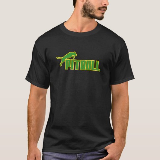 T-shirt Mon vert/jaune de Pitbull (Devant)