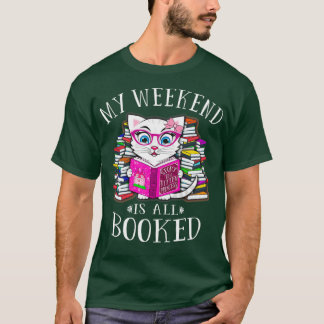 T-shirt Mon week-end est tout réservé drôle Chat blanc bla