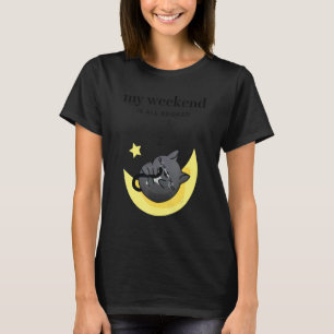 T-shirt Mon week-end est tout Réservé Femme Chat qui dort