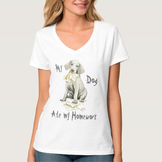 T-shirt Mon Weimaraner A Mangé Mes Devoirs (Devant)