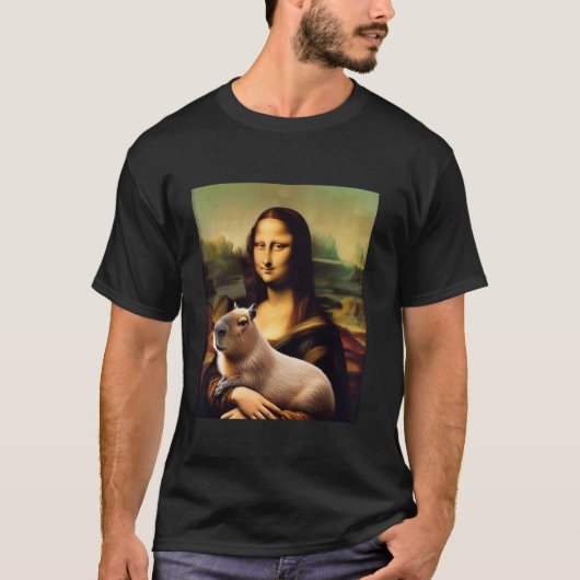T-shirt Mona Lisa avec Capybara Peinture artistique amusan (Devant)