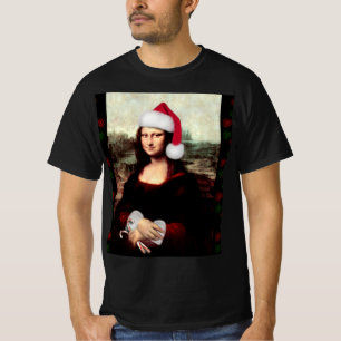 T-shirt Mona Lisa Chapeau de Père Noël Noël