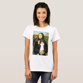 T-shirt Mona Lisa - chat noir et blanc (Devant entier)