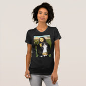 T-shirt Mona Lisa - chat noir et blanc (Devant entier)