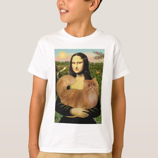 T-shirt Mona Lisa - Chat Persan rouge (Devant)