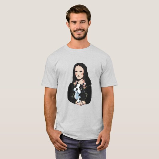 T-shirt Mona Lisa et Her Boston Terrier (Devant entier)