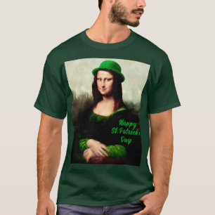 T-shirt Mona Lisa Jour de la Saint-Patrick Trèfle