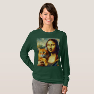 T-shirt Mona Lisa peinture La Gioconda avec Chat