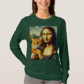 T-shirt Mona Lisa peinture La Gioconda avec Chat (Devant)