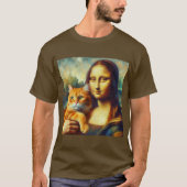 T-shirt Mona Lisa peinture La Gioconda avec Chat (Devant)