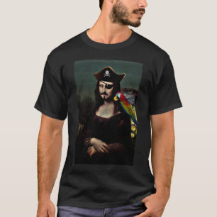 T-shirt Mona Lisa Pirate Capitaine Avec Moustache
