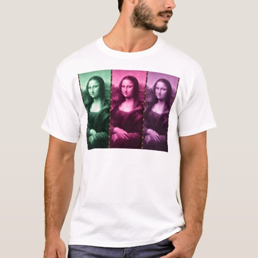 T-shirt Mona Lisa Poster de animal rose rose violet (Devant)