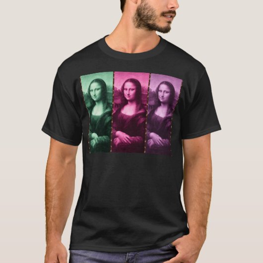 T-shirt Mona Lisa Poster de animal rose rose violet (Devant)