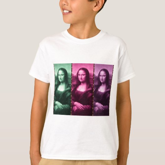 T-shirt Mona Lisa Poster de animal rose rose violet (Devant)