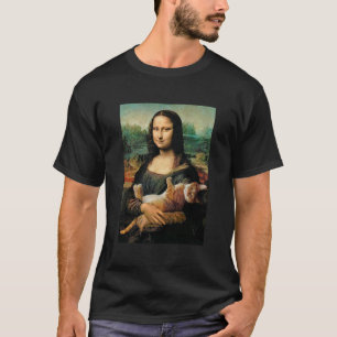 T-shirt Mona Lisa tenant ses Amoureux de les chats de chat