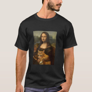 T-shirt Mona Lisa tenant un chat Amusant Art Cute Chats Pa