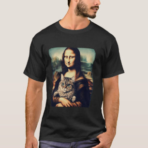 T-shirt mona lisa tenant un chat pour amateur de chats pap