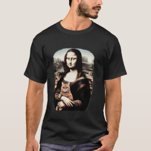 T-shirt mona lisa tenant un chat pour amoureux de chats pa