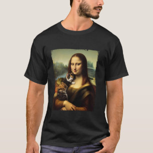 T-shirt Mona Lisa tenant un chat pour les amoureux des cha