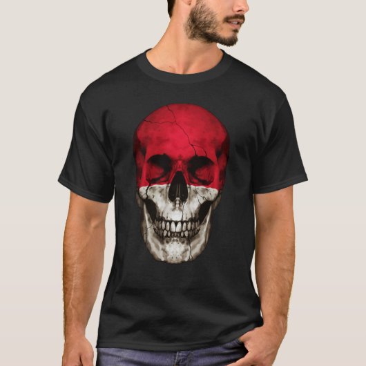 T-shirt Monaco Flag Skull Monacan Roots Proud Patriotic (Devant)