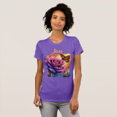 T-shirt Monarque Papillon violet Rose coucher de soleil or (Devant entier)