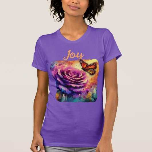 T-shirt Monarque Papillon violet Rose coucher de soleil or (Devant)