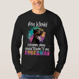 T-shirt Monde Coloré Grâce À Mon Chien Doberman
