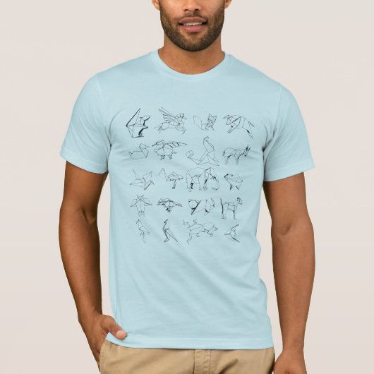 T-shirt Monde de faune d'origami (Devant)