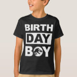 T-shirt monde jurassique | Birthday Boy - Nom et âge<br><div class="desc">Personnalisez cette chemise d'anniversaire Jurassic World avec le nom et l'âge de votre enfant.</div>