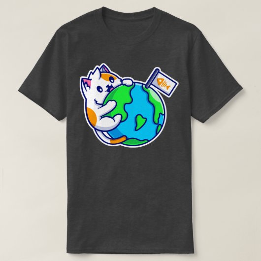 T-shirt Monde mignon Cat Hug (Design devant)