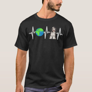 T-shirt Monde Planète Terre Portée Collie Heartbeat Chien