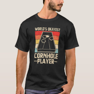 T-shirt Mondes Okayest Cornhole Joueur Rétro Cornhole Bean