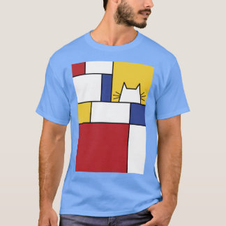 T-shirt Mondrian Cat boy girl retro