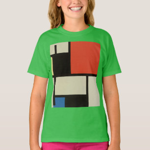 T-shirt Mondrian Composition Moderne Abstrait Vert Enfants