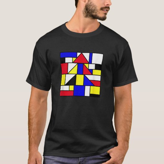 T-shirt Mondrian inspired abstract primary colors geometri (Devant)