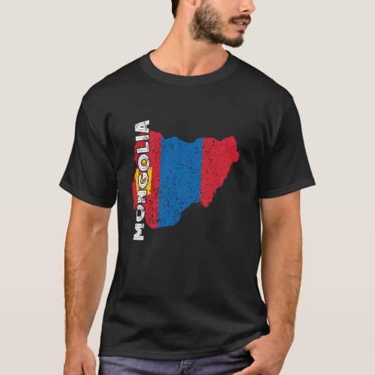 T-shirt Mongolian Roots Mongolia Flag Map Mongolian Pride (Devant)