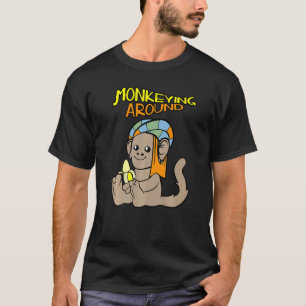 T-shirt Monkee Autour De Singe Adorable Avec Banane