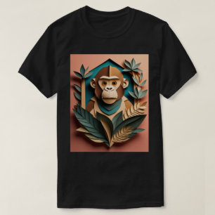 T-shirt Monkey 3D Paper Art Design