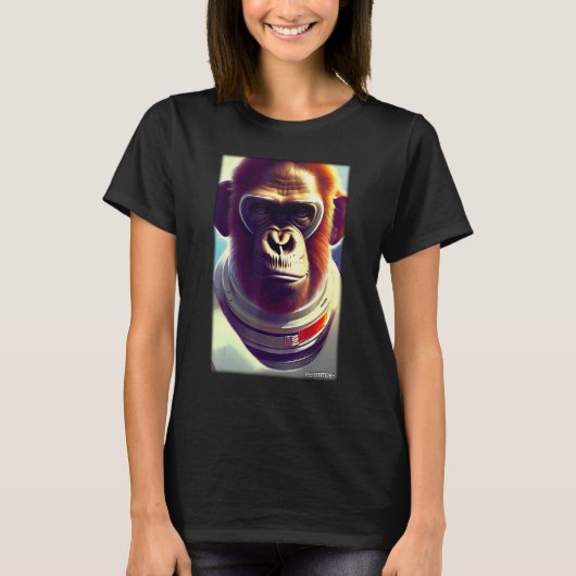 T-shirt Monkey Ape Animal Astronaut Space Universe Galaxy  (Devant)