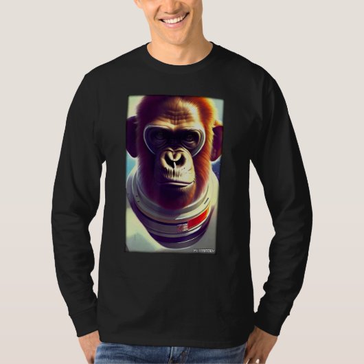 T-shirt Monkey Ape Animal Astronaut Space Universe Galaxy (Devant)