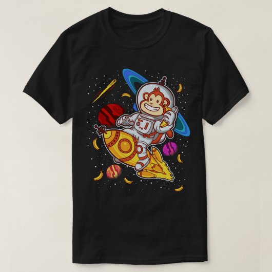 T-shirt Monkey Astronaut Rocket Ride Space (Design devant)