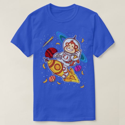T-shirt Monkey Astronaut Rocket Ride Space (Design devant)